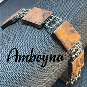 Rustic Amboyna Wood & Sterling Silver Bracelet
