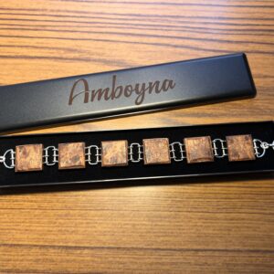 Handmade in the UK - Rustic Amboyna Wood & Sterling Silver Bracelet